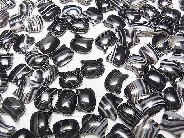 [Video] Striped Onyx Cat Motif 10x12mm [Vertical Hole] 2pcs