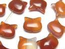 [Video] Red Agate Cat Motif 10x12mm [Vertical Hole] 2pcs