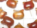 [Video] Red Agate Cat Motif 10x12mm [Vertical Hole] 2pcs