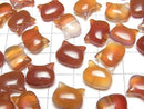 [Video] Red Agate Cat Motif 10x12mm [Vertical Hole] 2pcs