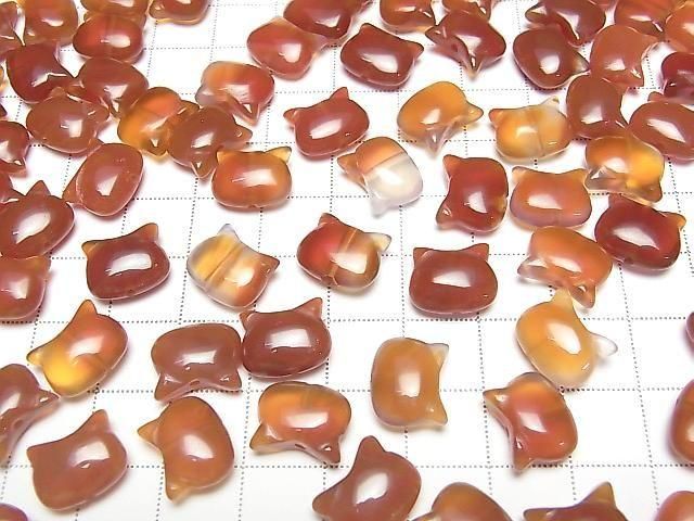 [Video] Red Agate Cat Motif 10x12mm [Vertical Hole] 2pcs