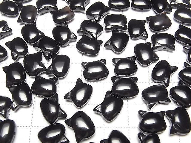 [Video] Onyx Cat Motif 10x12mm [Vertical Hole] 2pcs