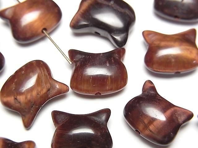 [Video] Red Tiger's Eye AA+ Cat Motif 10x12mm [Vertical Hole] 3pcs