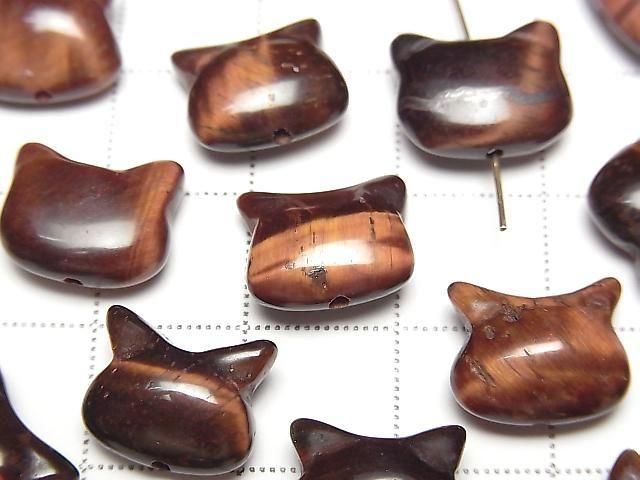 [Video] Red Tiger's Eye AA+ Cat Motif 10x12mm [Vertical Hole] 3pcs