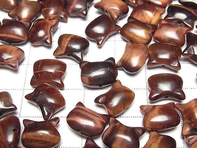 [Video] Red Tiger's Eye AA+ Cat Motif 10x12mm [Vertical Hole] 3pcs
