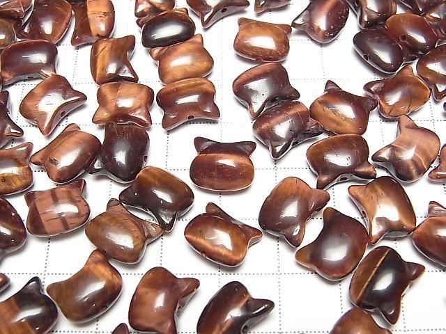 [Video] Red Tiger's Eye AA+ Cat Motif 10x12mm [Vertical Hole] 3pcs