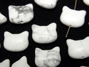 [Video] Howlite Magnesite Cat Motif 10x12mm [Vertical Hole] 3pcs
