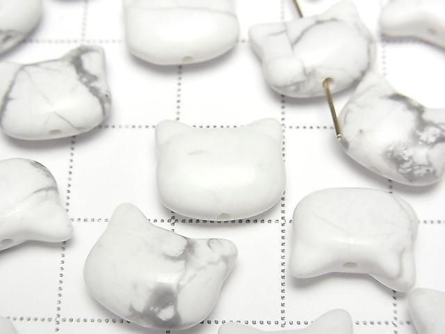 [Video] Howlite Magnesite Cat Motif 10x12mm [Vertical Hole] 3pcs
