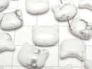 [Video] Howlite Magnesite Cat Motif 10x12mm [Vertical Hole] 3pcs