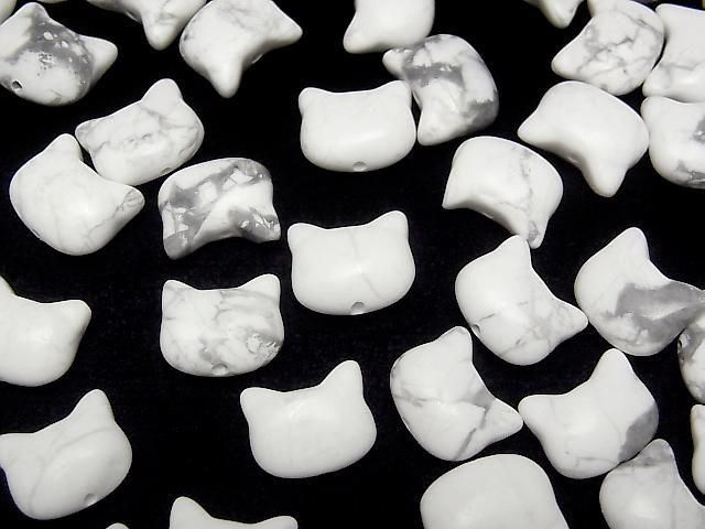 [Video] Howlite Magnesite Cat Motif 10x12mm [Vertical Hole] 3pcs