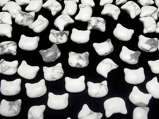 [Video] Howlite Magnesite Cat Motif 10x12mm [Vertical Hole] 3pcs