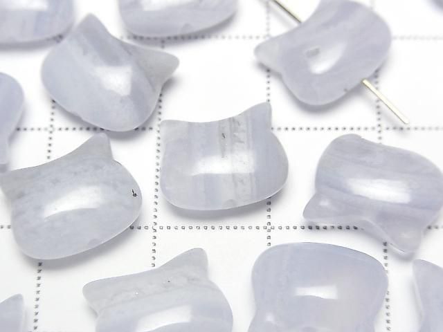 [Video] Blue Lace Agate AA++ Cat Motif 10x12mm [Vertical Hole] 2pcs