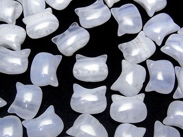 [Video] Blue Lace Agate AA++ Cat Motif 10x12mm [Vertical Hole] 2pcs