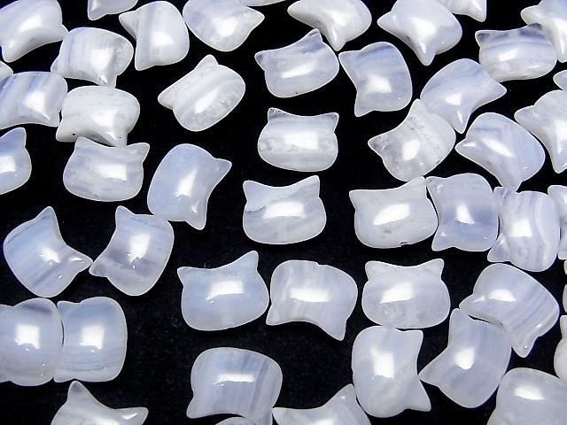 [Video] Blue Lace Agate AA++ Cat Motif 10x12mm [Vertical Hole] 2pcs