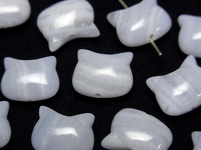 [Video] Blue Lace Agate AA Cat Motif 10x12mm [Vertical Hole] 2pcs