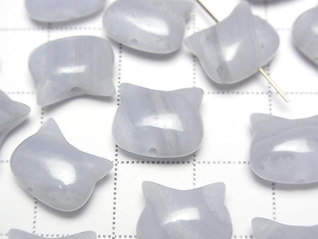 [Video] Blue Lace Agate AA Cat Motif 10x12mm [Vertical Hole] 2pcs