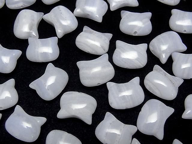 [Video] Blue Lace Agate AA Cat Motif 10x12mm [Vertical Hole] 2pcs