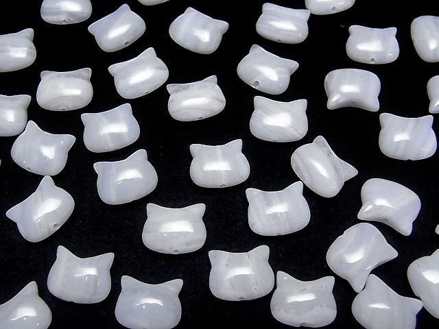 [Video] Blue Lace Agate AA Cat Motif 10x12mm [Vertical Hole] 2pcs