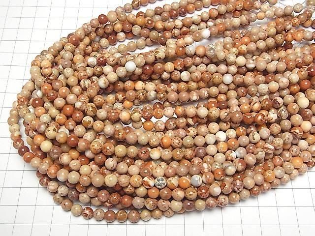 [Video] Natural color Kaolinite Round 6mm 1strand beads (approx. 15 inches/38 cm)