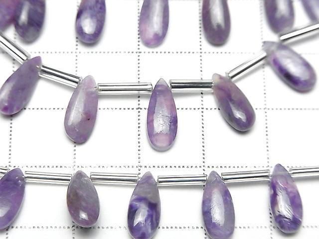 [Video] Angel Silica (Charoite with Silica) AA++ Pear Shape (Smooth) 12x5mm Half or 1strand beads (8pcs)
