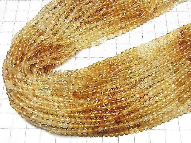 [Video] High Quality! Citrine AA++ Faceted Round 3mm 1strand beads (aprx.15inch/36cm)