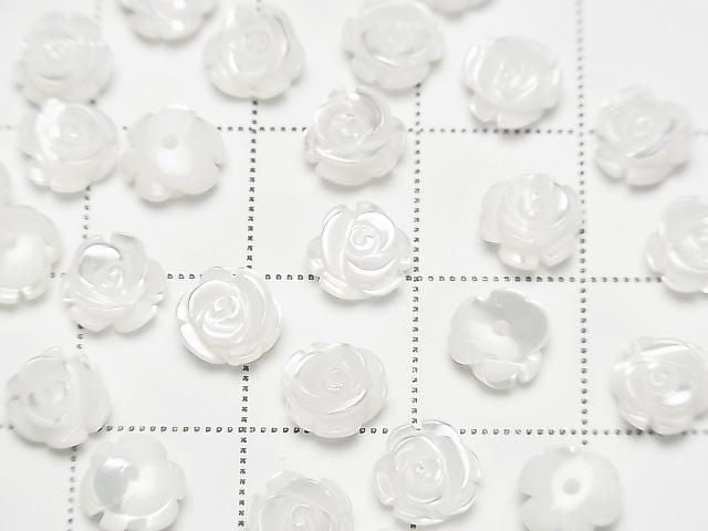 Hochwertige Weiße Muschel (Silberlippen-Auster) AAA Rose 6mm [Halbohrung] 4 Stück