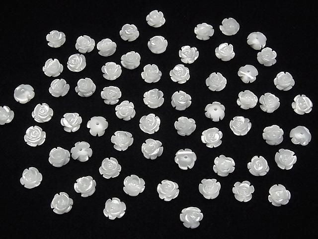 Hochwertige Weiße Muschel (Silberlippen-Auster) AAA Rose 6mm [Halbohrung] 4 Stück
