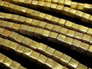 Copper  Cube 6x6x6mm 18KGP half or 1strand beads (aprx.7inch/18cm)