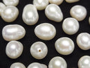 [Video] Fresh Water Pearl AA+ Loose Stone Potato-Drop 8-11mm [Half Drilled Hole] White 5pcs