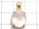 [Video][One of a kind] High Quality Rose Quartz AAA Faceted Pendant 18KGP NO.36