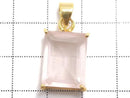 [Video][One of a kind] High Quality Rose Quartz AAA Faceted Pendant 18KGP NO.40