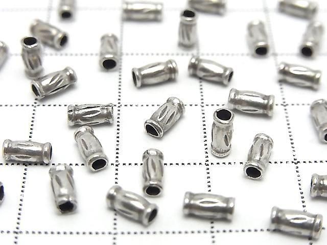 Karen Silver Patterned Rondelle (Tube) 5.5x2.5x2.5mm 5pcs