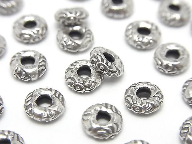 Karen Silver Rondelle with Sun Pattern 6x6x2mm 3pcs