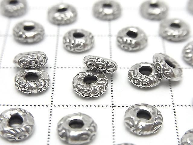 Karen Silver Rondelle with Sun Pattern 6x6x2mm 3pcs