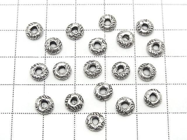 Karen Silver Rondelle with Sun Pattern 6x6x2mm 3pcs