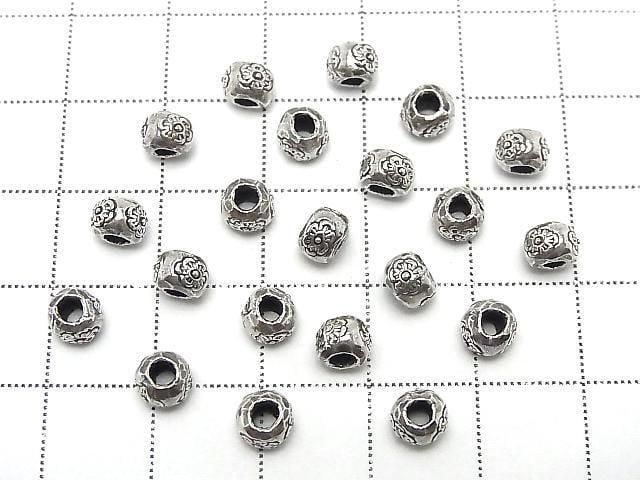 Karen Silver Flower Pattern Rondelle 5x5x4mm 3pcs