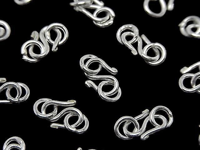 Silver 925 S-Hook with Jump Ring 9.5x6mm White Silver 2pcs