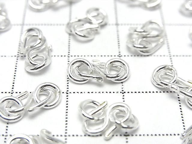 Silver 925 S-Hook with Jump Ring 9.5x6mm White Silver 2pcs