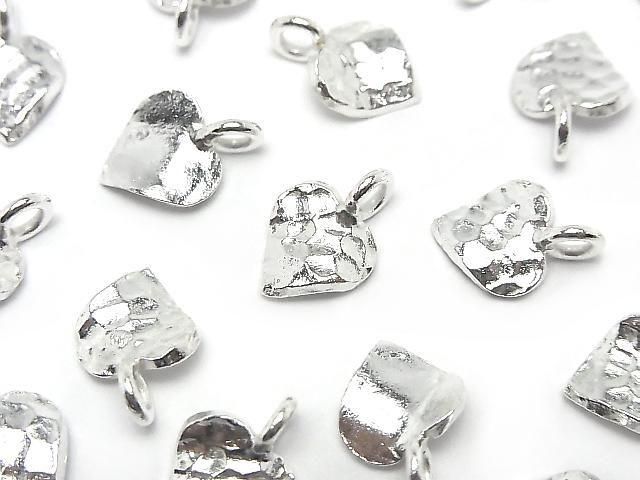 Karen Silver Hammer Pattern Twist Heart Charm 13.5x9.5x2.5mm White Silver 1pc