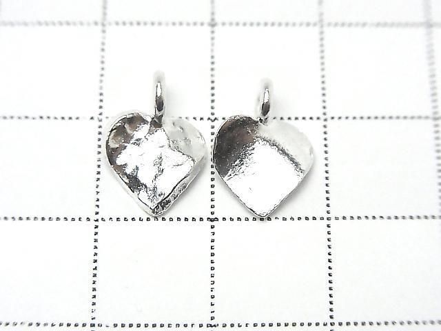 Karen Silver Hammer Pattern Twist Heart Charm 13.5x9.5x2.5mm White Silver 1pc