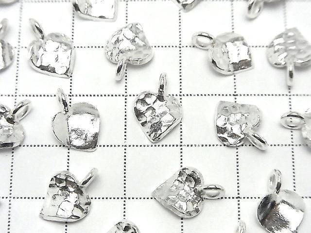 Karen Silver Hammer Pattern Twist Heart Charm 13.5x9.5x2.5mm White Silver 1pc