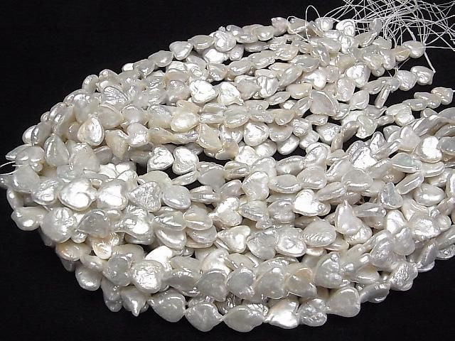 [Video] Fresh Water Pearl AA Heart 12x12mm White 1strand beads (approx. 15 inches/36 cm)