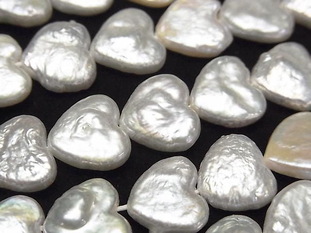[Video] Fresh Water Pearl AA+ Heart 12x12mm White 1strand beads (approx. 15 inches/36 cm)