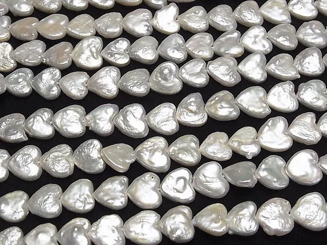 [Video] Fresh Water Pearl AA+ Heart 12x12mm White 1strand beads (approx. 15 inches/36 cm)