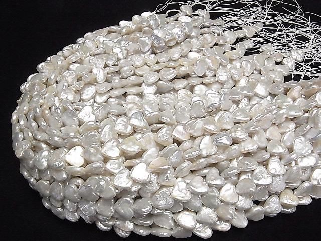 [Video] Fresh Water Pearl AA+ Heart 12x12mm White 1strand beads (approx. 15 inches/36 cm)