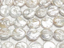 [Video] Fresh Water Pearl AA Coin Pearl 15mm White 1strand beads (approx. 15 inches/37 cm)