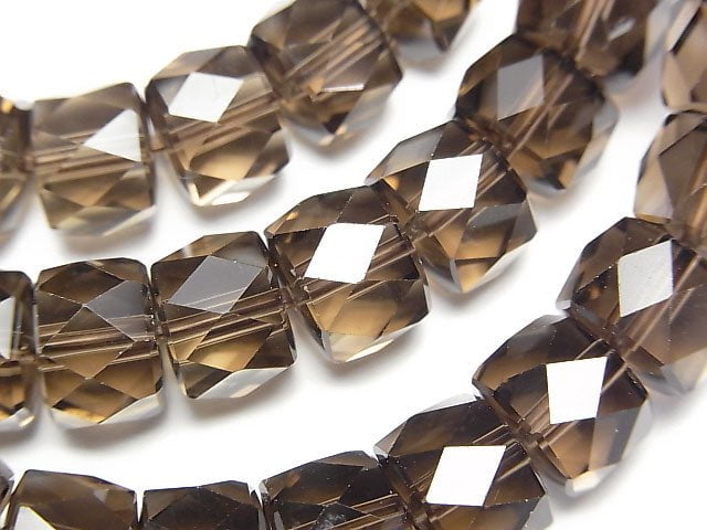 [Video]High Quality! Smoky Quartz AAA Faceted Button Roundel 10x10x7mm Bracelet