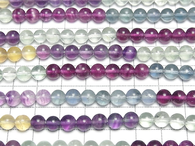 [Video]Fluorite AAA- Round 6mm Color Gradation 1strand beads (aprx.15inch/38cm)