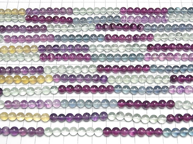 [Video]Fluorite AAA- Round 6mm Color Gradation 1strand beads (aprx.15inch/38cm)