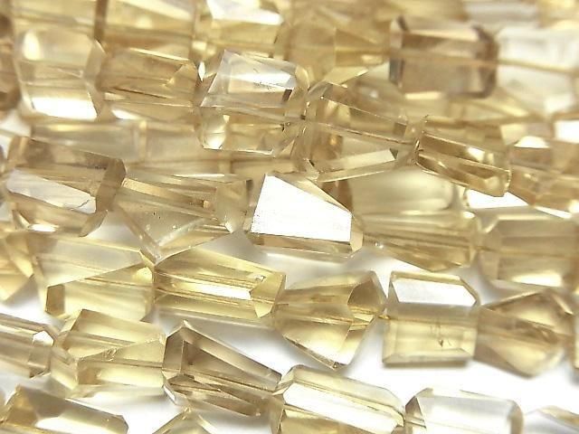 [Video] High Quality Natutal Champagne Color Quartz AAA Faceted Nugget half or 1strand beads (aprx.8inch/20cm)